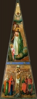 Воскресение Христово; Распятие с предстоящими Богоматерью, Марией Магдалиной, Иоанном Богословом и Лонгином Сотником 