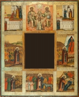 Рама с изображением Коронования Богоматери и клеймами жития св. Макария Унженского