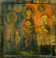 Our Lady enthroned with saints Nicholas and Clement